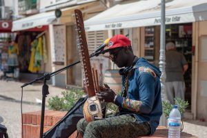 Straßenmusiker in Lagos, Portugal